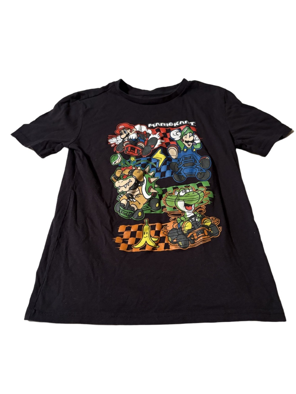 Boys Black Mario Kart Graphic Tee Size Medium